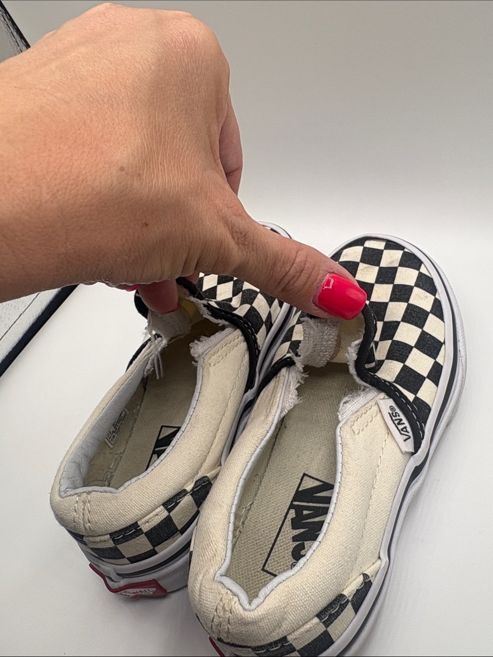 Vans Kids Slip-On Checkerboard Canvas Sneakers - Black & White - Picture 3 of 5